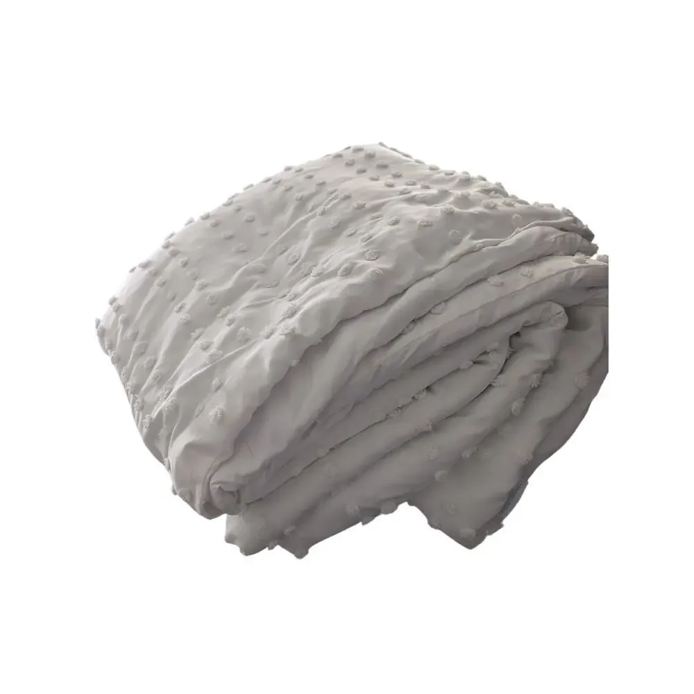 RACHEL ASHWELL! WHITE DOWN ALTERNATIVE COMFORTER W/POP CORN BALL DETAIL! FL/QN